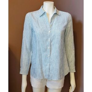 Talbots Woman | Striped Linen Button Down Shirt